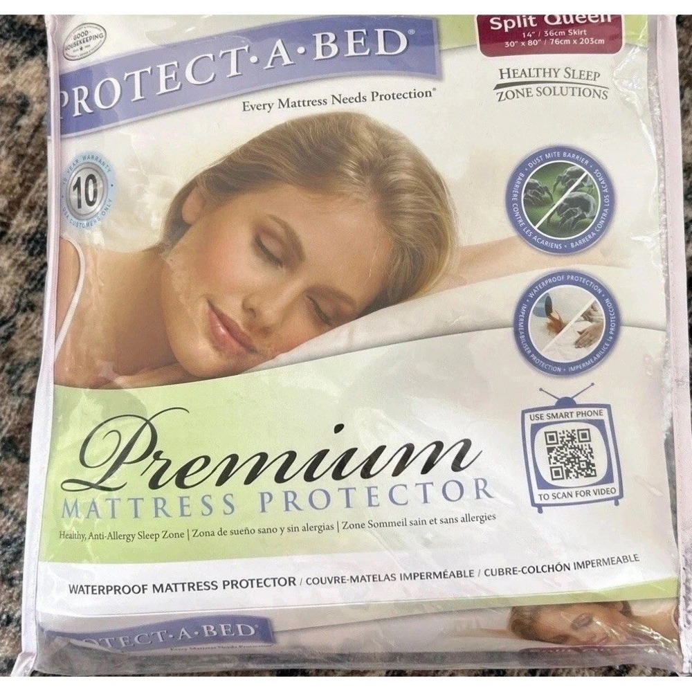 New Split Queen Premium Mattress Protector 14" Skirt 30"x 80" Protect A‎ Bed